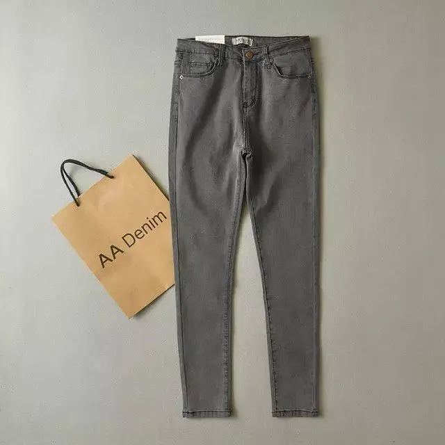 Vintage High Waist Blue Denim Elastic Jeans