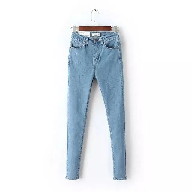 Vintage High Waist Blue Denim Elastic Jeans