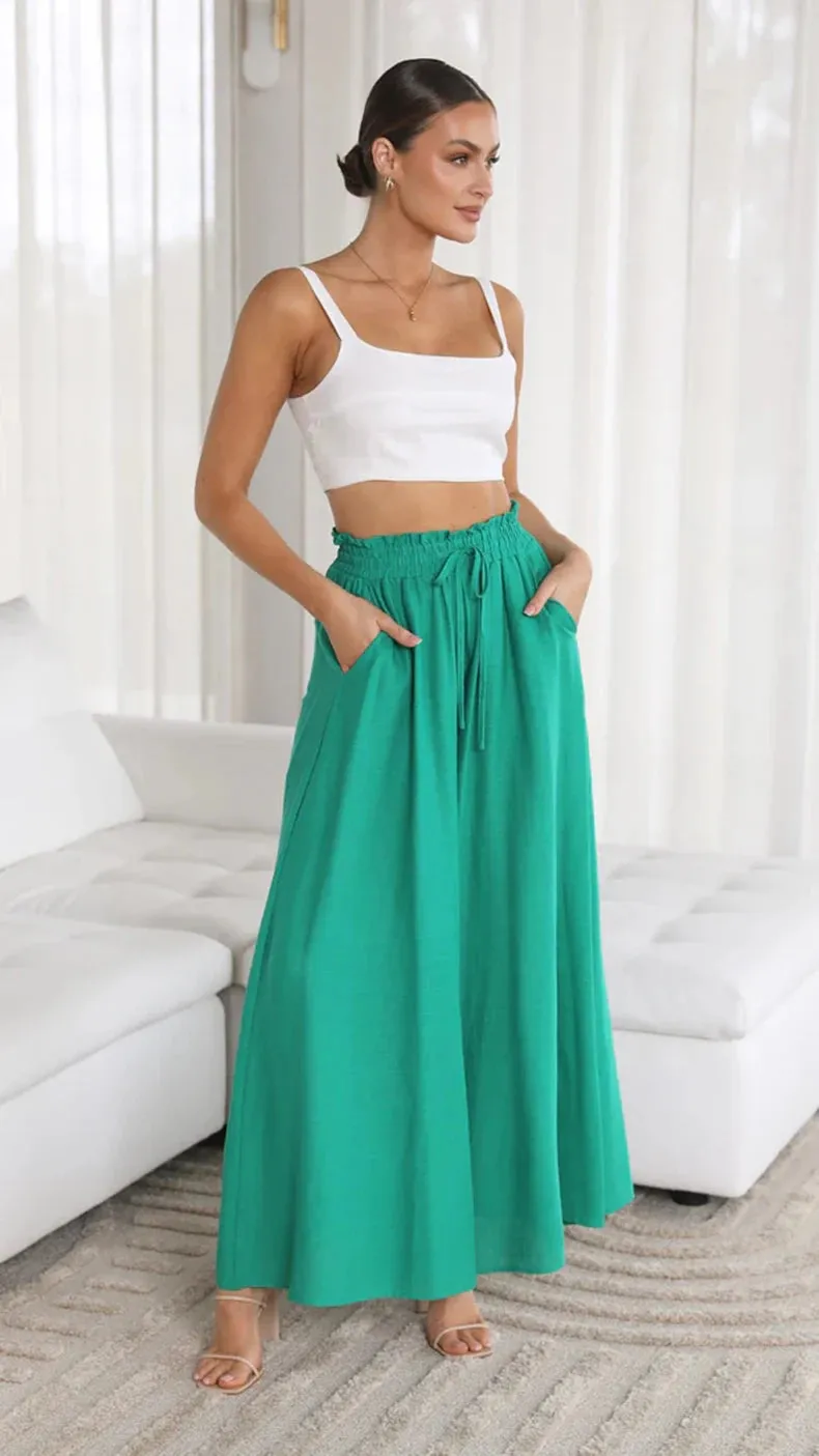 Women's High Waist Fashion Designer Draw String Pants