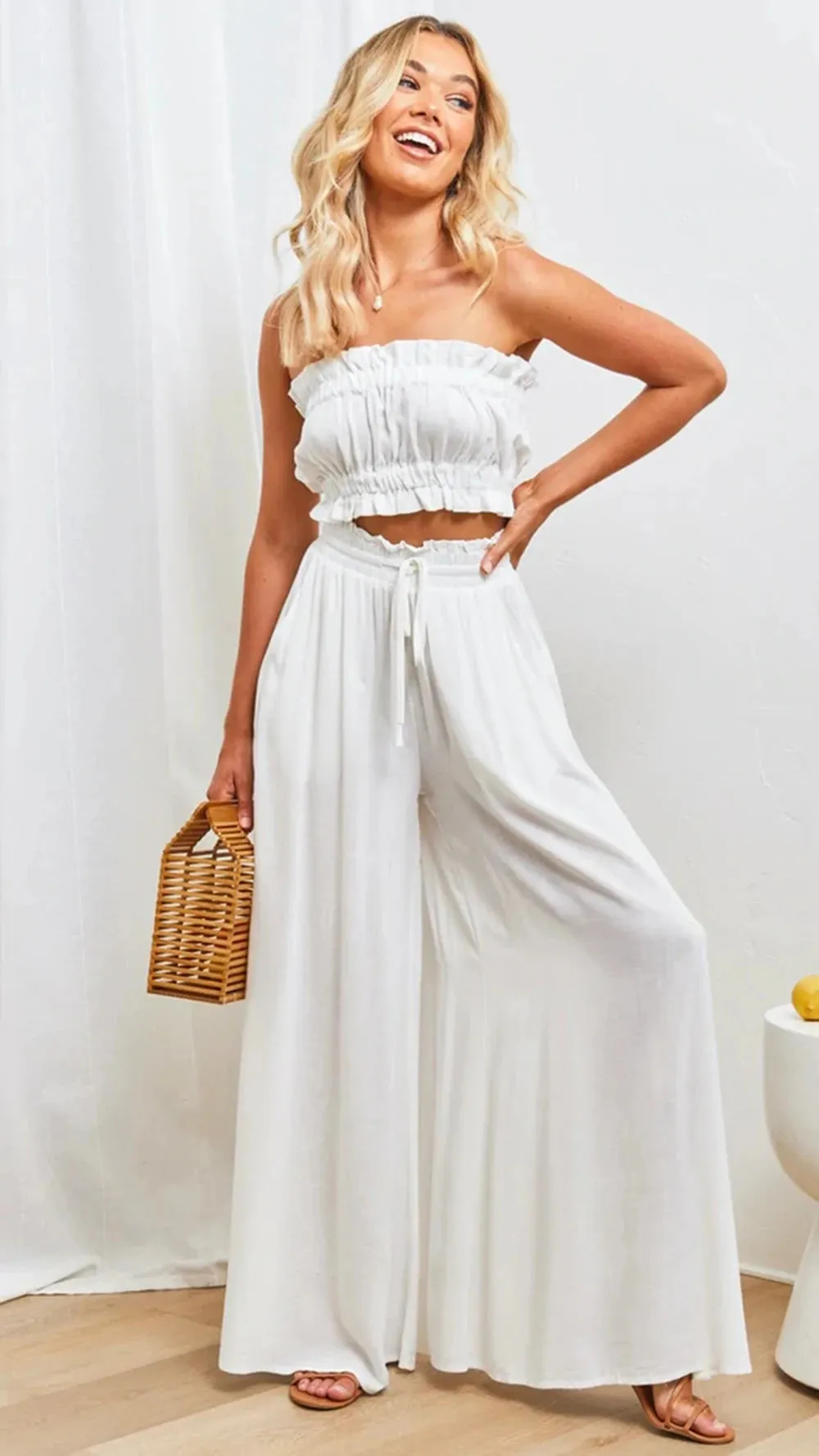 Women's High Waist Fashion Designer Draw String Pants
