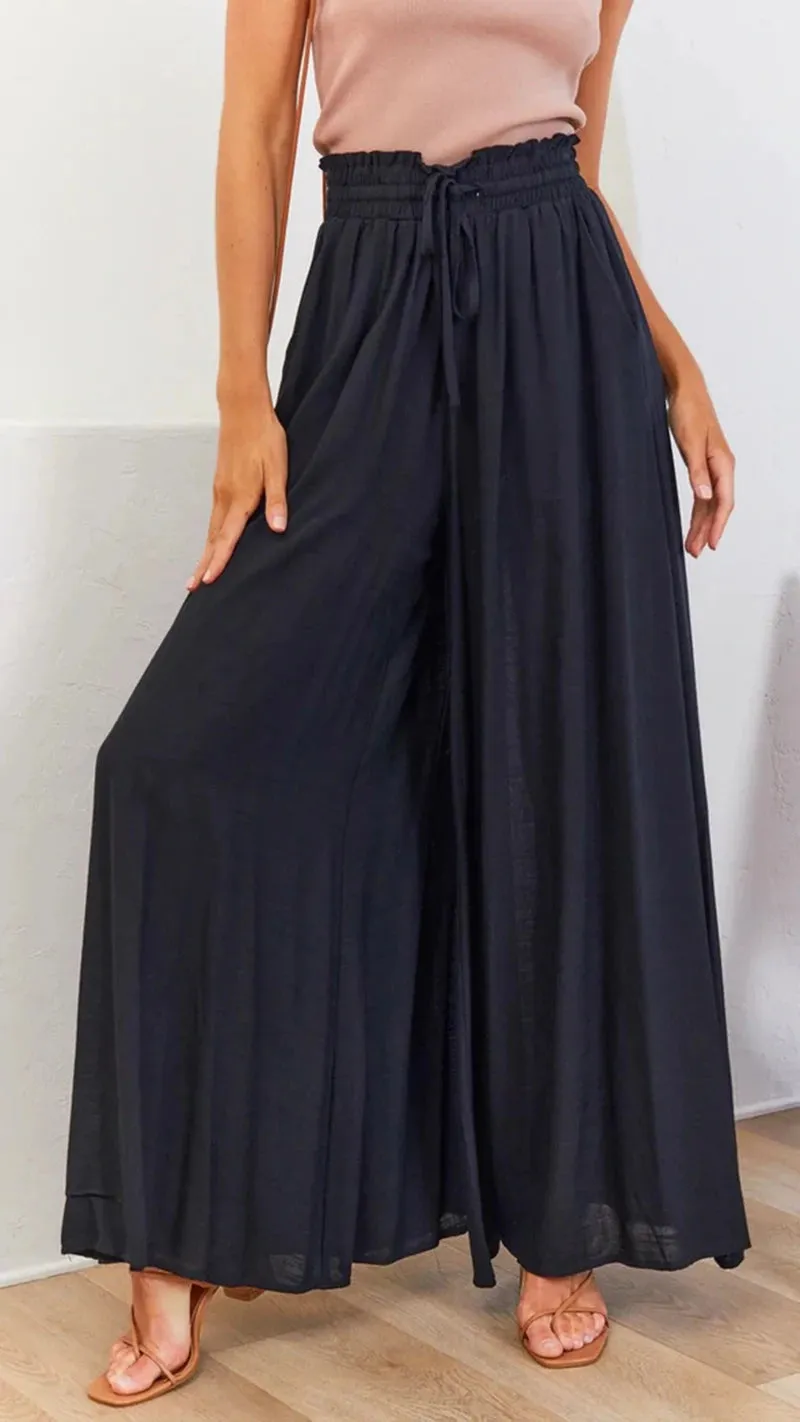 Women's High Waist Fashion Designer Draw String Pants