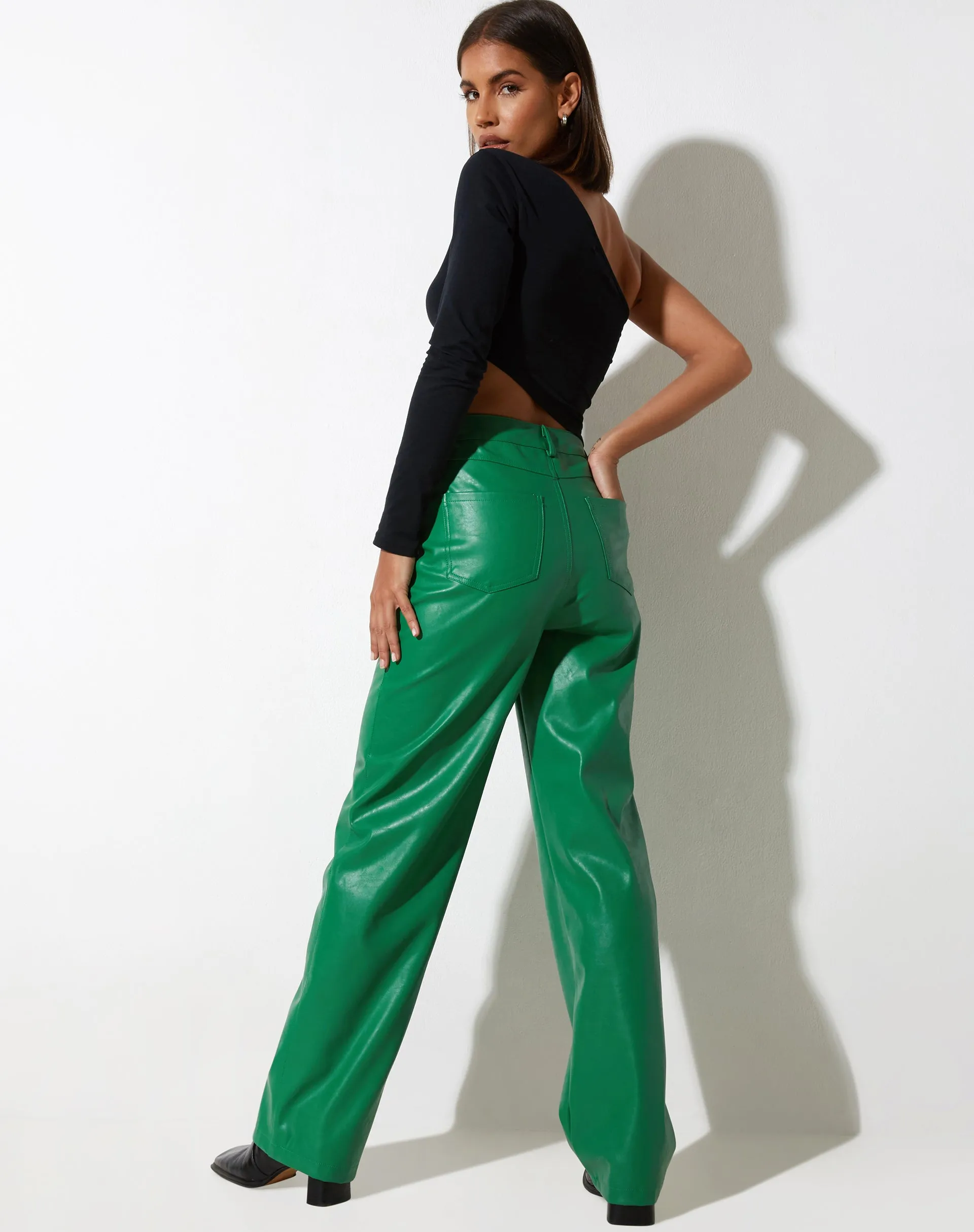 Zoka Leather Trouser in Pu Kelly Green